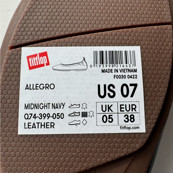 FitFlop Allegro Soft Leather Ballerinas Flat in Midnight Navy | 7 NWT - Picture 8 of 9